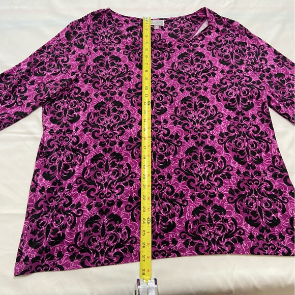 JM Collection Pink Graphic 3/4 Sleeve Blouse - Picture 4 of 6
